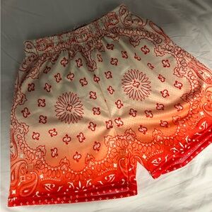 Men's Red Bandana-Print Athletic Shorts with Elastic Waistband